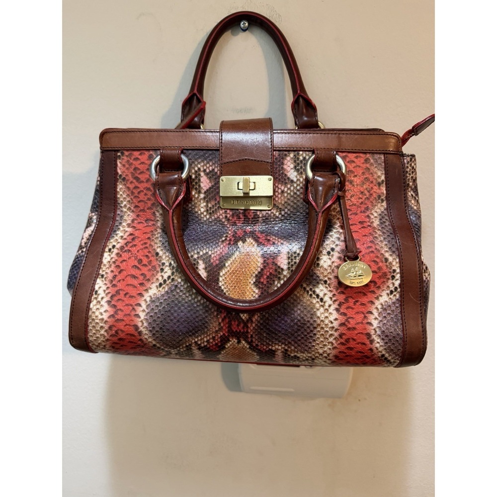 Brahmin Annabelle Multi-Color Anaconda Leather Satchel Bag Medium
